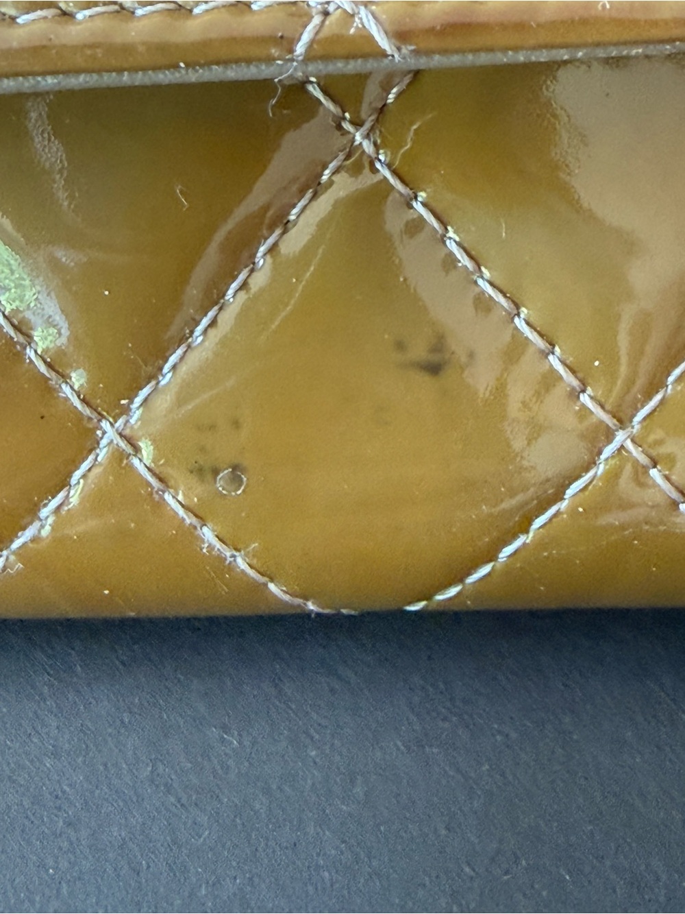 Chanel Quilted Patent Leather Compact Credit Card 💳 Wallet - Caramel Color - Picture 11 of 15